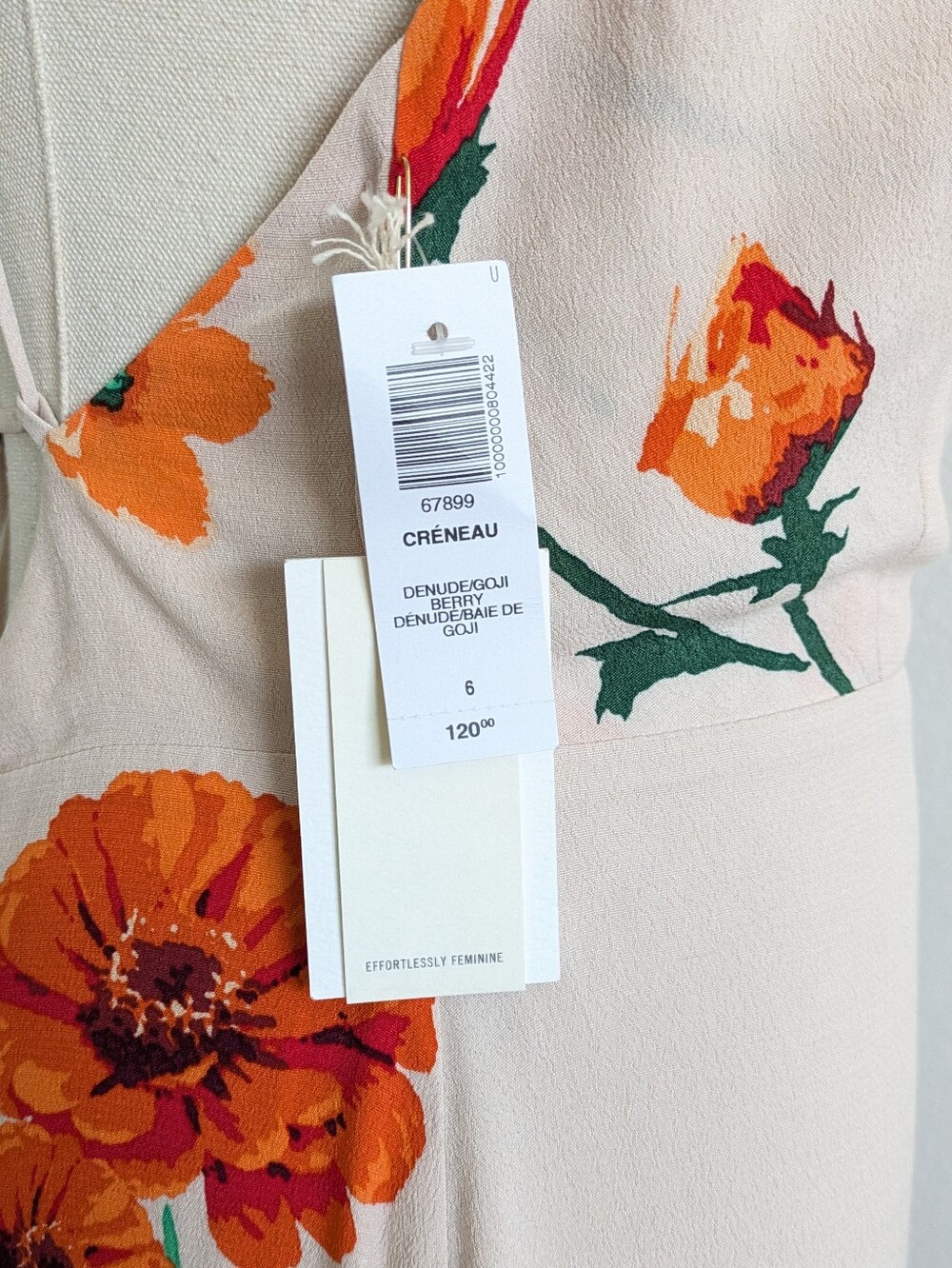 Aritzia Wilfred Floral Back-Tie Midi Dress in Cream and Orange - Picture 3 of 7